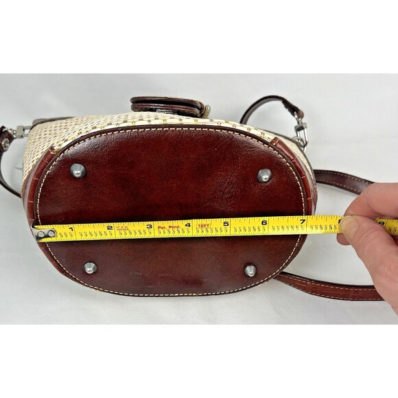 NWT MC Marc Chantal Shoulder Bag Brown Leather Trim Woven Straw Nickel Hardware - Picture 12 of 16